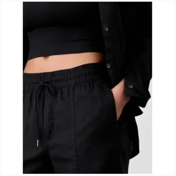 Athleta Retreat Linen High Rise Ankle Pant Black Small - Picture 3 of 10
